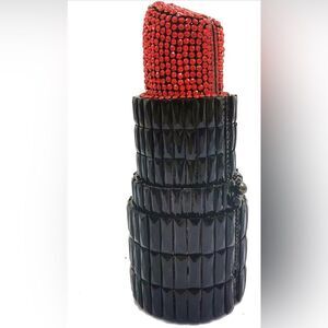 Beautiful RED and BLACK Lipstick Purse with Detachable Strap